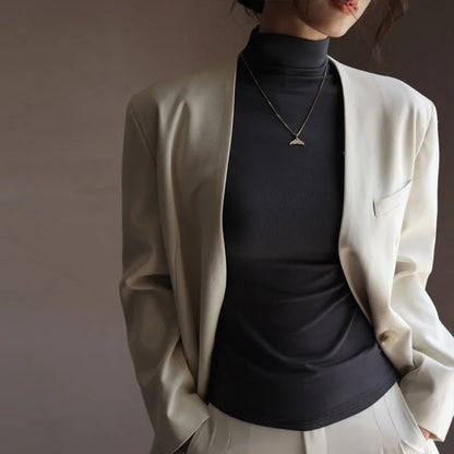 Women's Slim-Fit Mock-Neck Layering Top