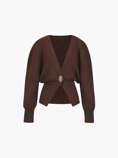 Women's Fitted Knit Cardigan with Statement Button