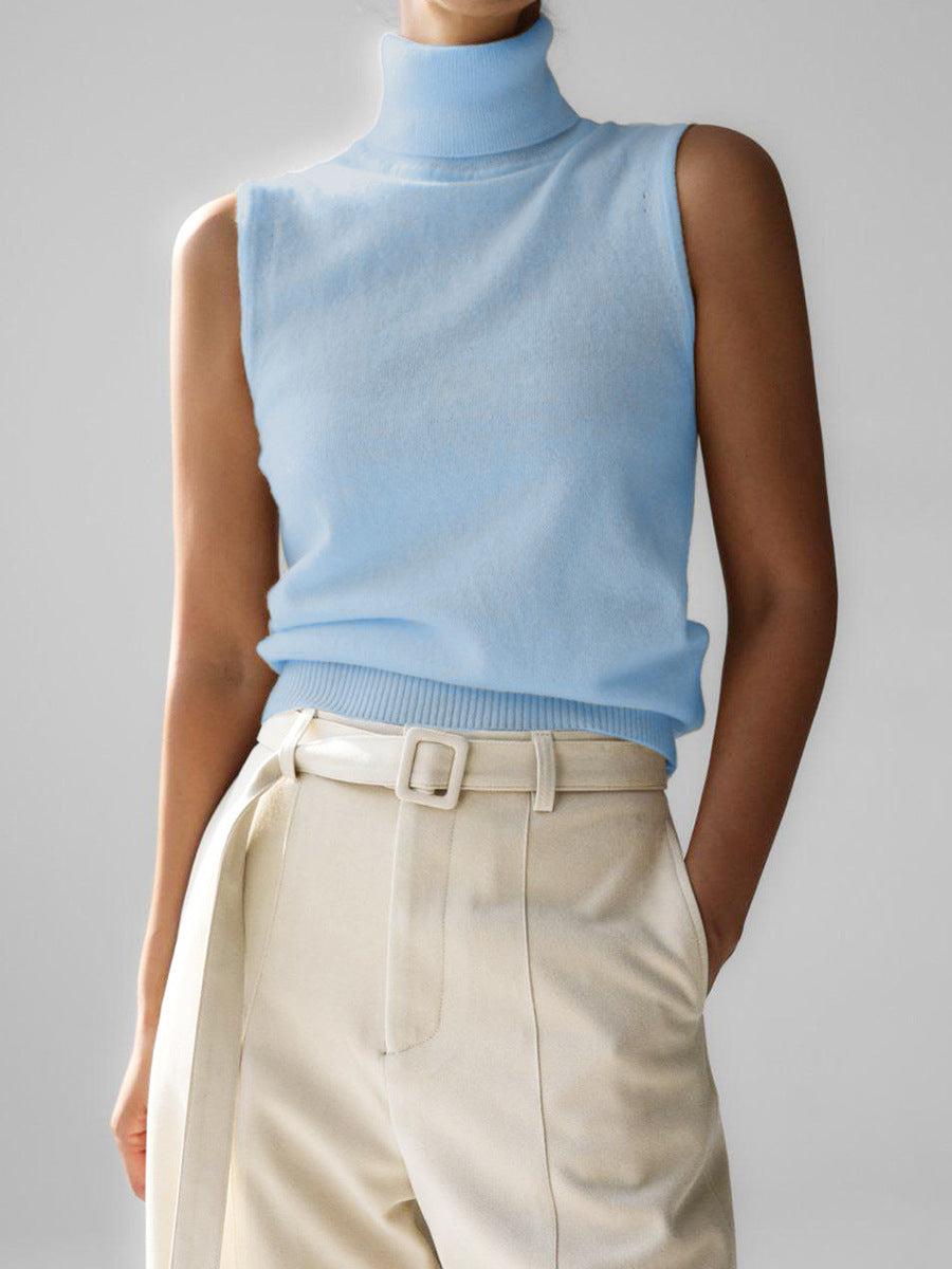 Women's Sleeveless Knit Turtleneck Top
