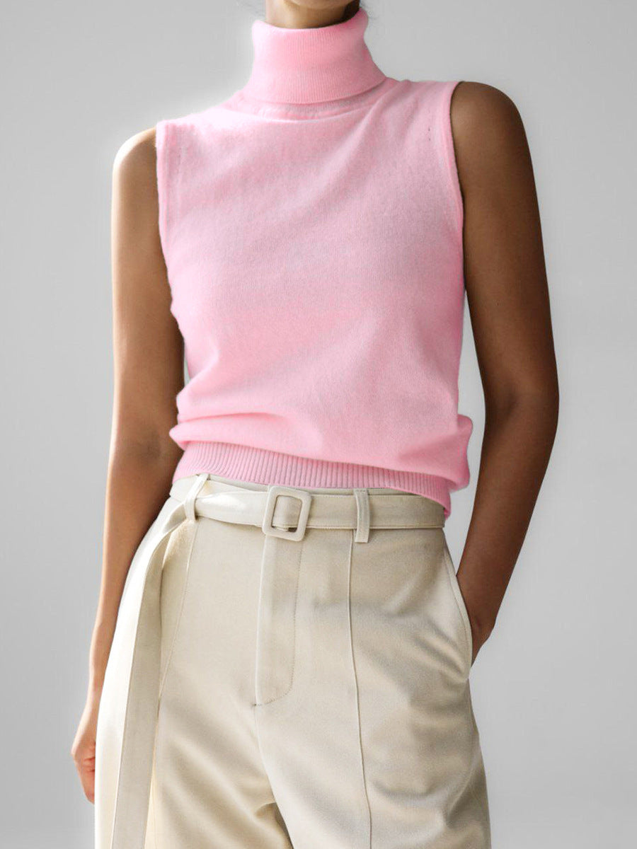 Women's Sleeveless Knit Turtleneck Top