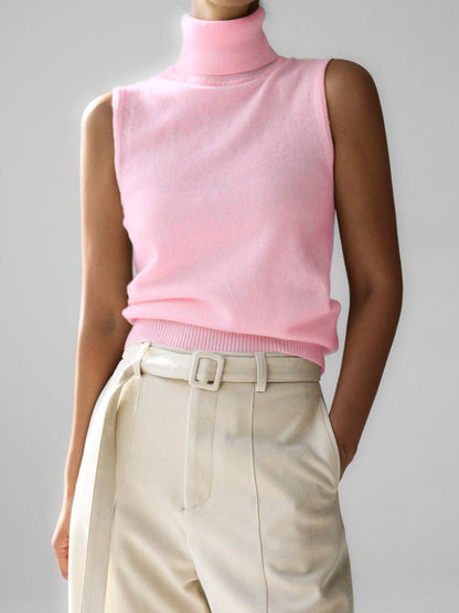 Women's Sleeveless Knit Turtleneck Top