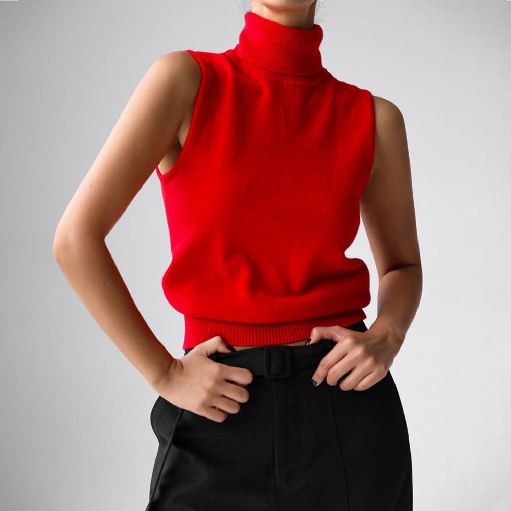 Women's Sleeveless Knit Turtleneck Top
