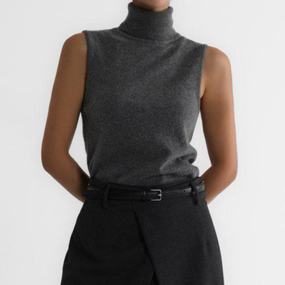 Women's Sleeveless Knit Turtleneck Top