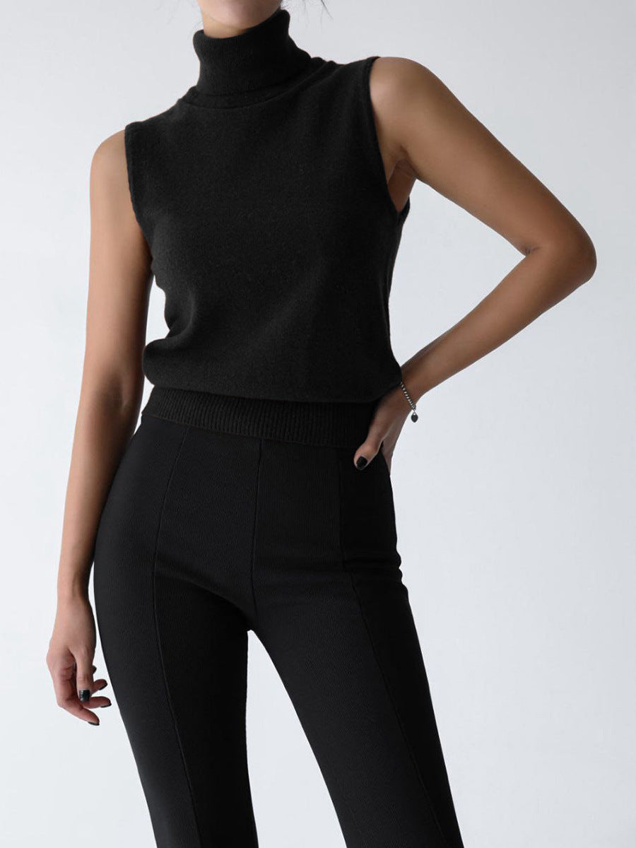 Women's Sleeveless Knit Turtleneck Top