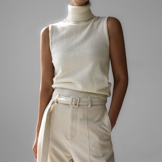 Women's Sleeveless Knit Turtleneck Top