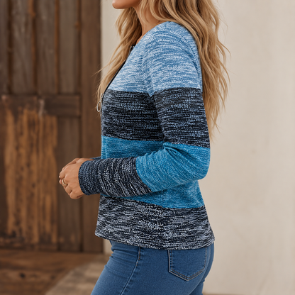 Women's Colour-Block Striped Quarter-Zip Top