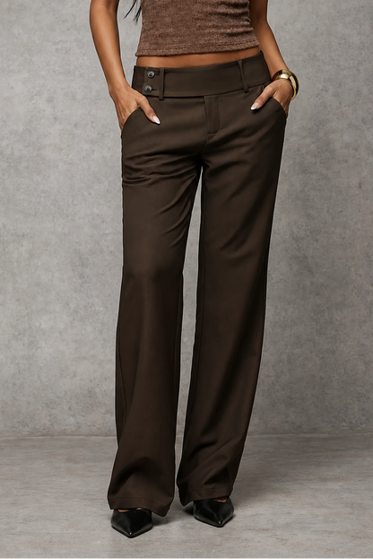Women's Wide-Leg Trousers with Double Side Button