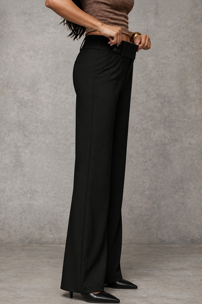 Women's Wide-Leg Trousers with Double Side Button