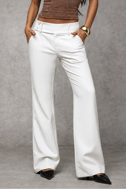 Women's Wide-Leg Trousers with Double Side Button