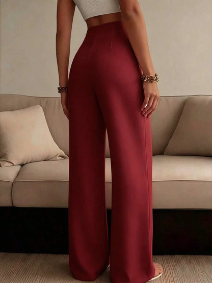 Women's High-Waisted Wide-Leg Trousers with Pressed Pleat