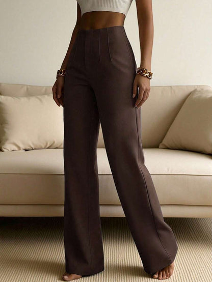 Women's High-Waisted Wide-Leg Trousers with Pressed Pleat