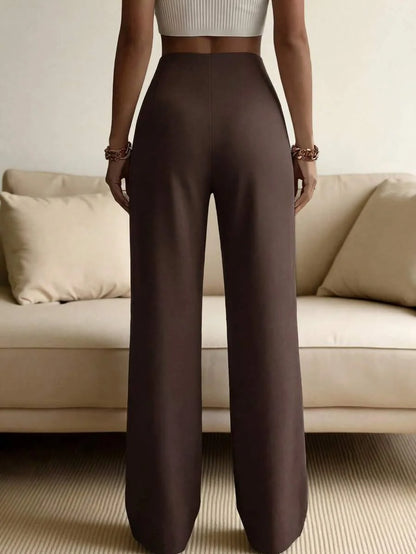 Women's High-Waisted Wide-Leg Trousers with Pressed Pleat