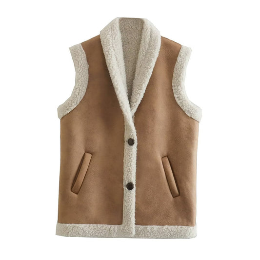 Women's Faux Fur Button-Front Vest