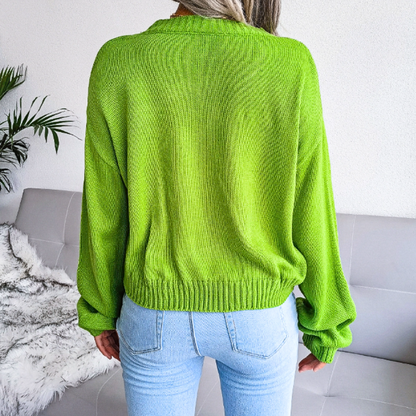 Women's Cropped Cloud-Knit V-Neck Cardigan