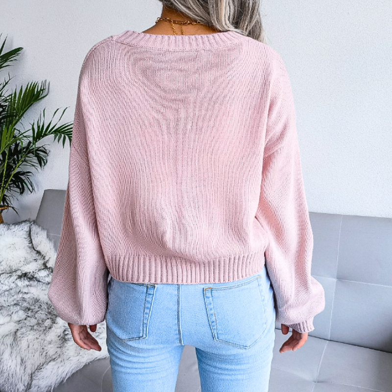 Women's Cropped Cloud-Knit V-Neck Cardigan