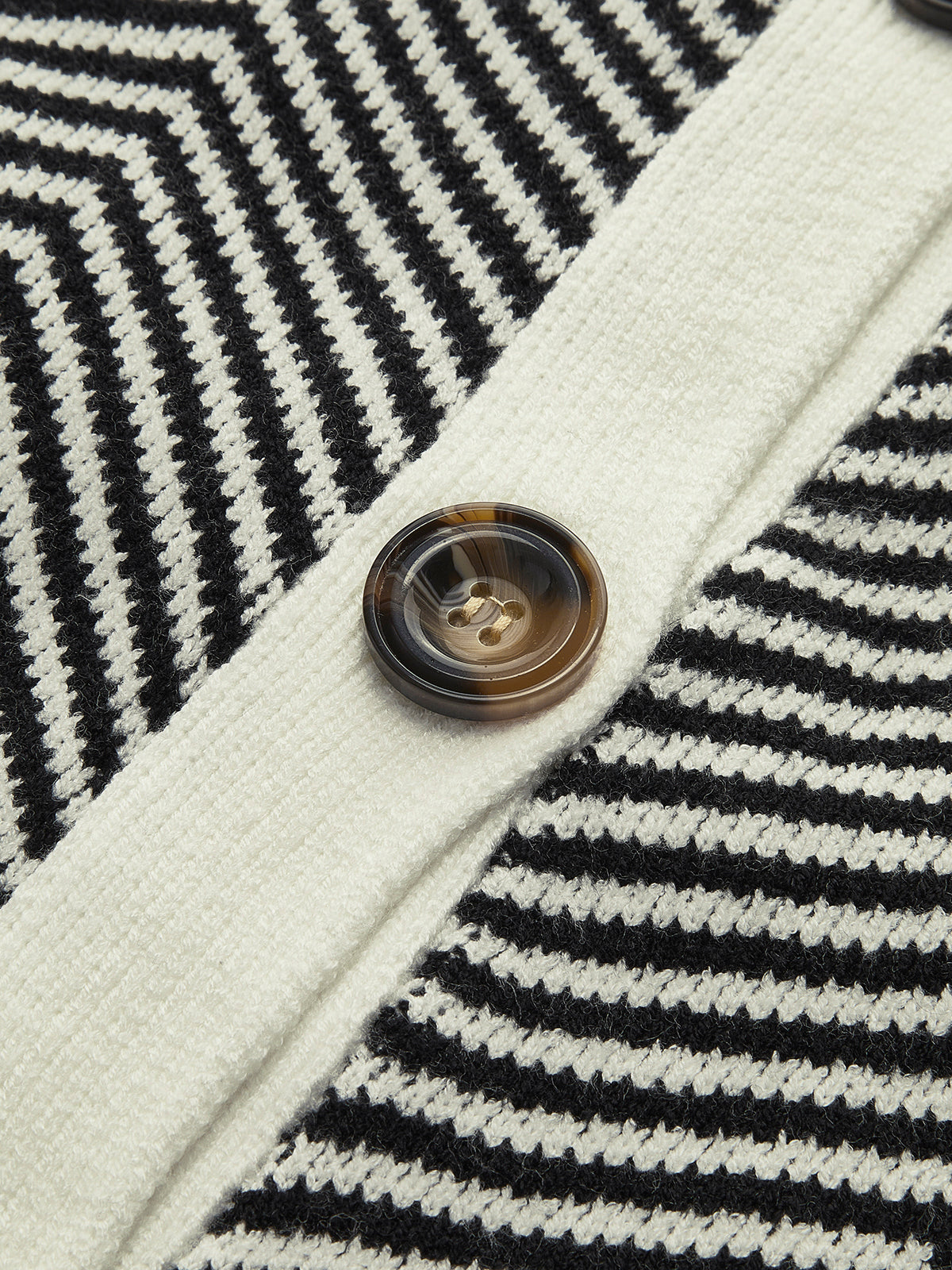 Women's Chevron Stripe V-Neck Button-Up Cardigan