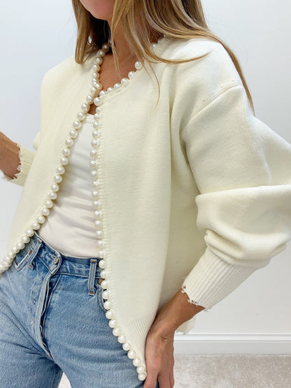 Women's Round-Neck Open-Front Knit Cardigan