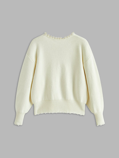 Women's Round-Neck Open-Front Knit Cardigan