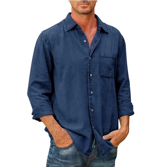 Bronislaw - Chemise unie décontractée à manches longues pour hommes