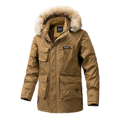 Veste chaude avec col en fourrure et capuche amovible