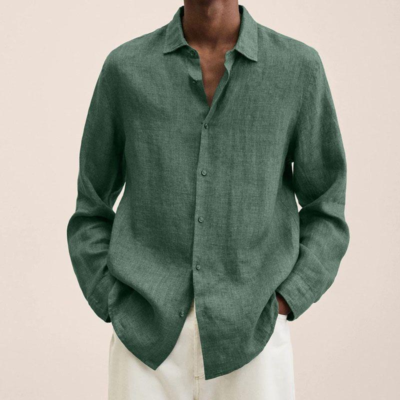 Calvin - Chemises en lin à manches longues pour hommes