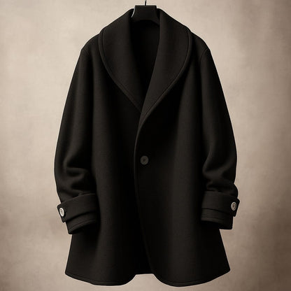 Women's Oversized Swing Coat with Contrast Trim and Lapel Collar