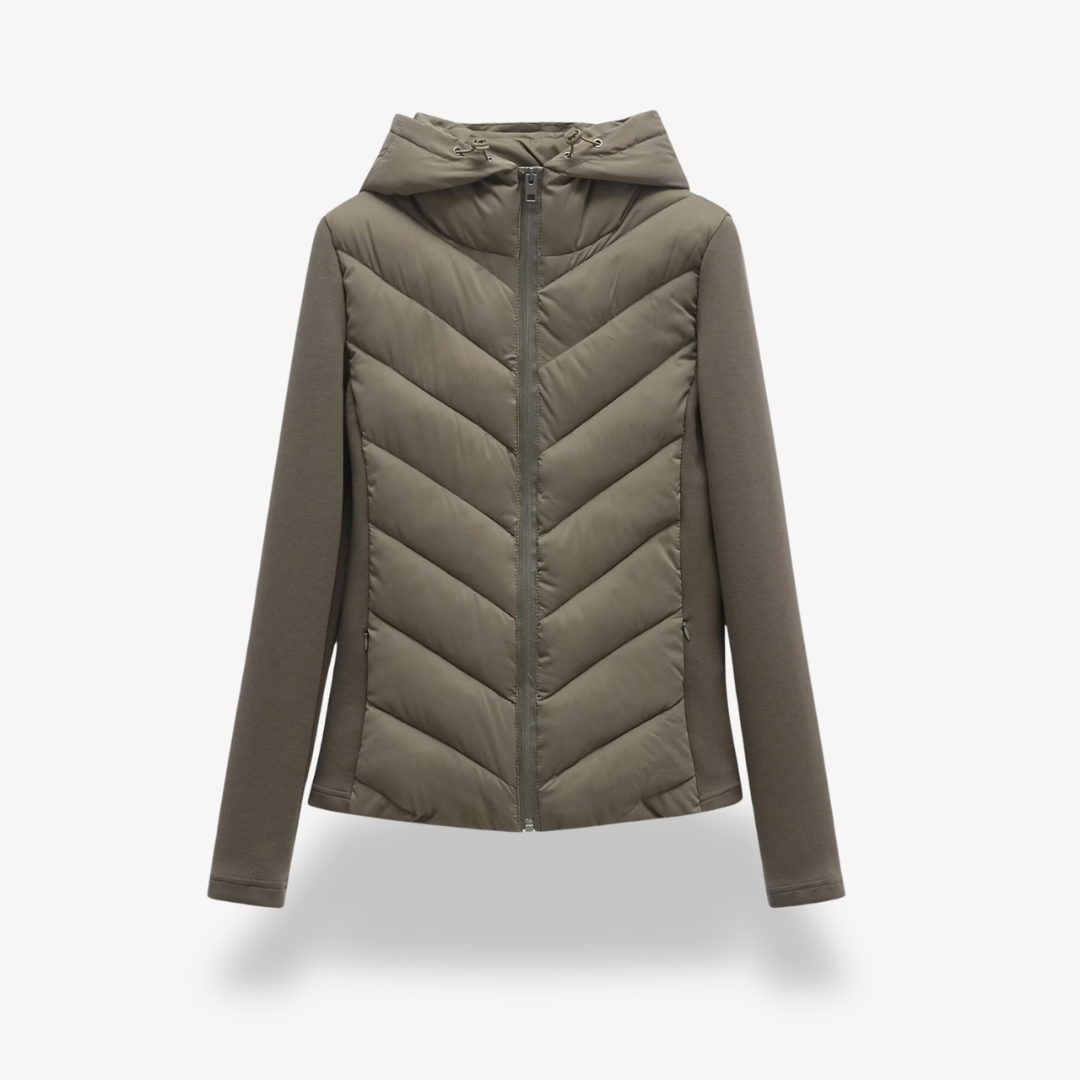 Women's Chevron Quilted Hooded Jacket