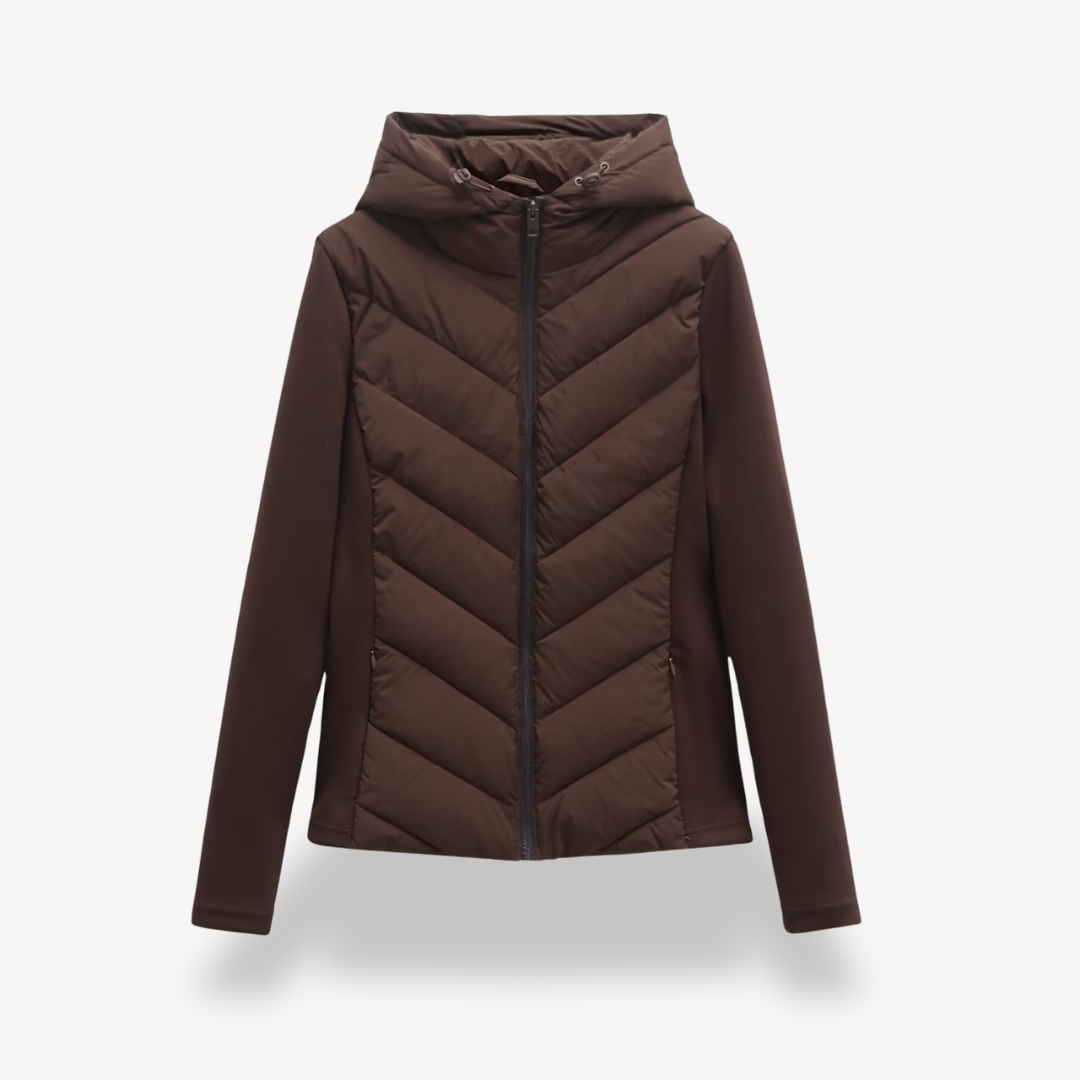 Women's Chevron Quilted Hooded Jacket