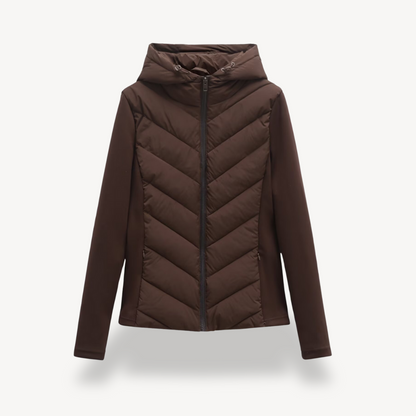 Women's Chevron Quilted Hooded Jacket