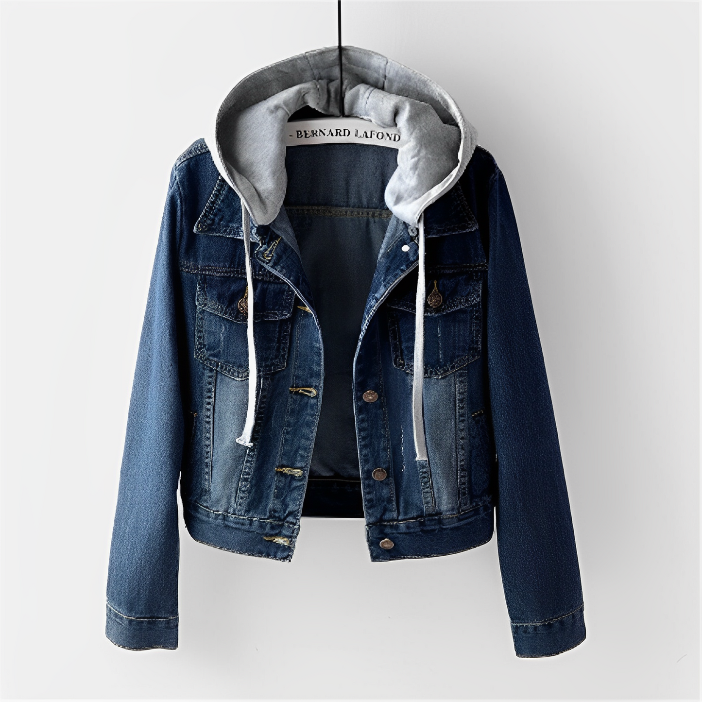 Adah - Veste en jean à manches longues avec capuche amovible