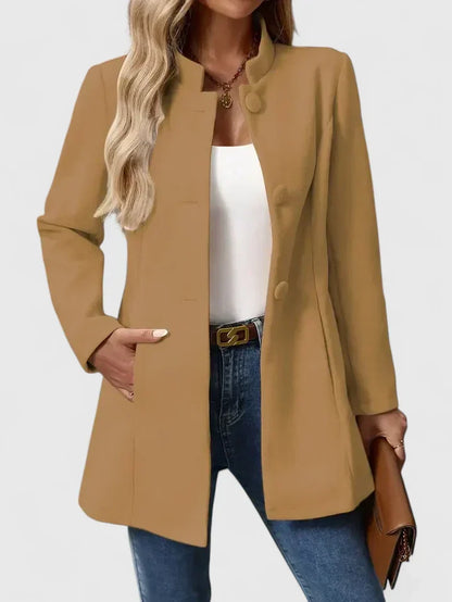 Women's Collarless Tailored Button-Front Jacket