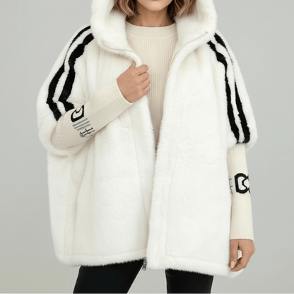 Women's Oversized Hooded Faux Fur Zip-Up Jacket