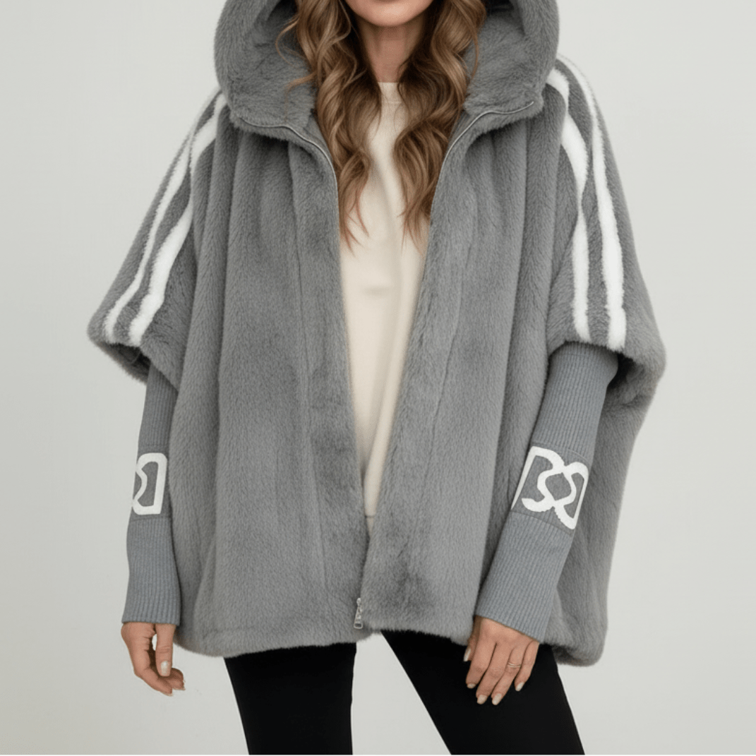 Women's Oversized Hooded Faux Fur Zip-Up Jacket