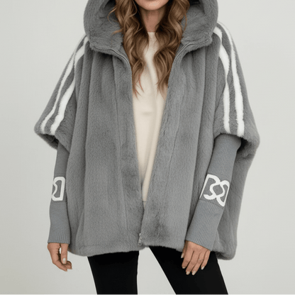 Women's Oversized Hooded Faux Fur Zip-Up Jacket