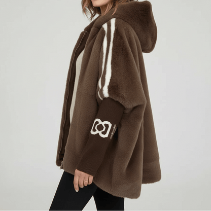 Women's Oversized Hooded Faux Fur Zip-Up Jacket