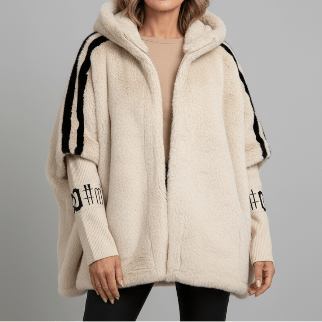 Women's Oversized Hooded Faux Fur Zip-Up Jacket