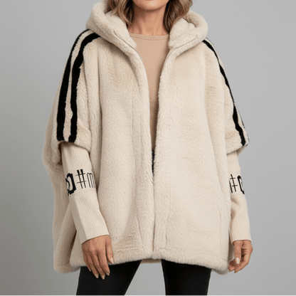 Women's Oversized Hooded Faux Fur Zip-Up Jacket