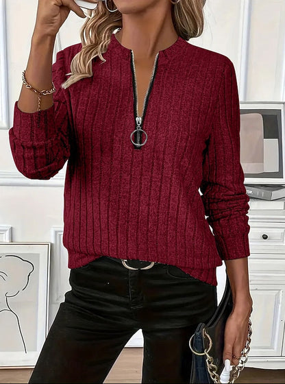 Women's Relaxed Ribbed Half-Zip Top