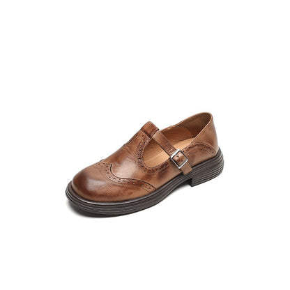 Women's Leather Mary Jane Shoes with Cushioned Sole