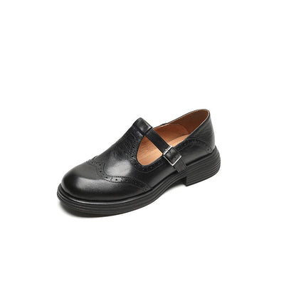 Women's Leather Mary Jane Shoes with Cushioned Sole