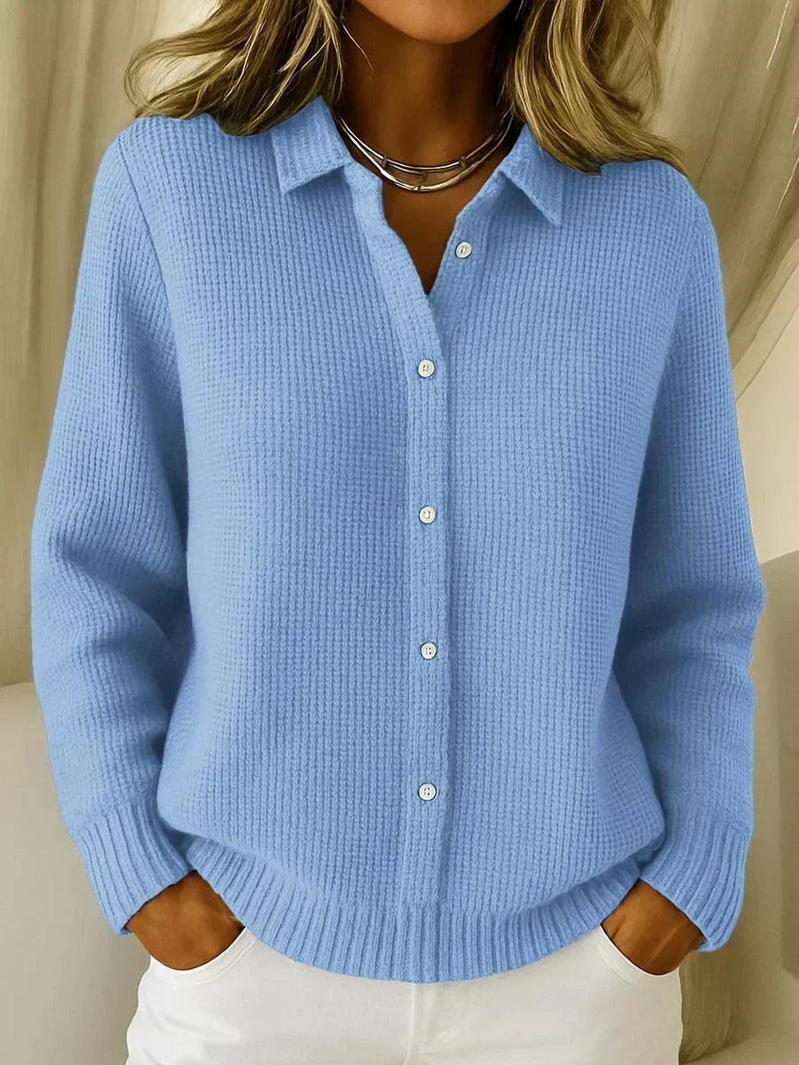 Women's Button-Front Cardigan with Contrast Cuffs