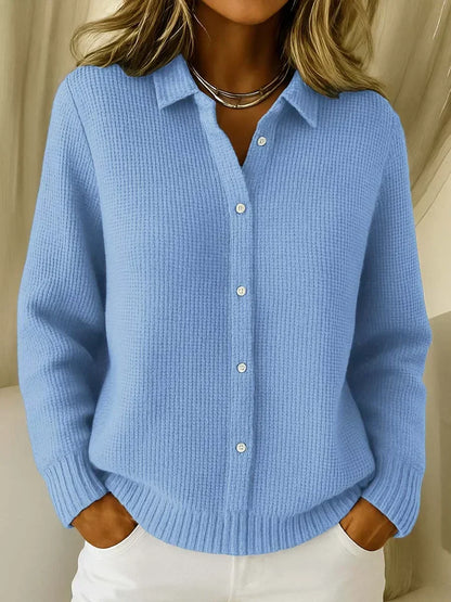 Women's Button-Front Cardigan with Contrast Cuffs