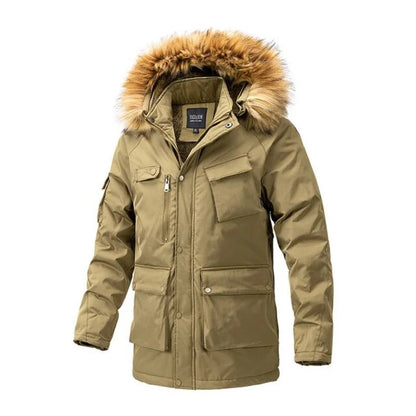 Veste chaude avec col en fourrure et capuche amovible