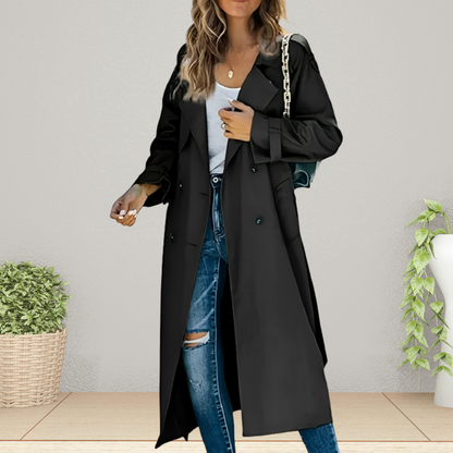 Women's Double-Breasted Mid-Length Trench Coat