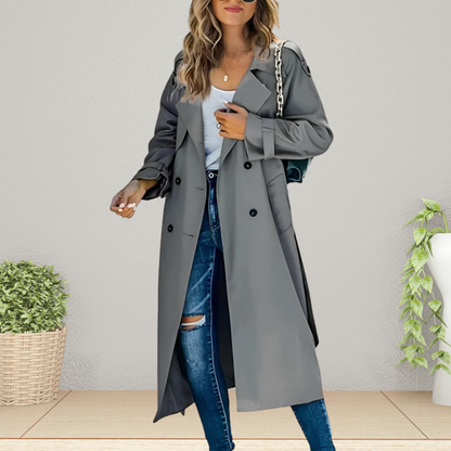 Women's Double-Breasted Mid-Length Trench Coat