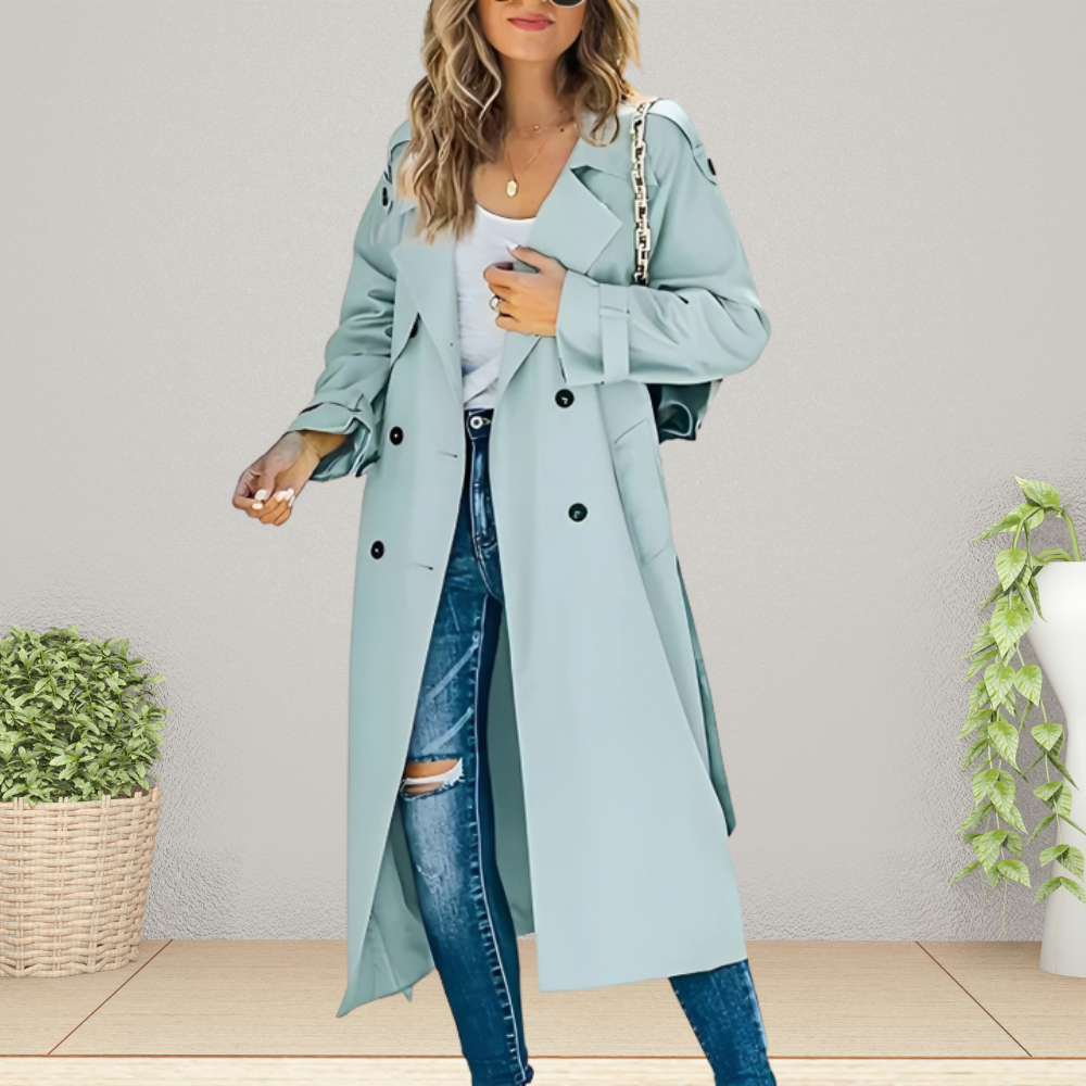 Women's Double-Breasted Mid-Length Trench Coat