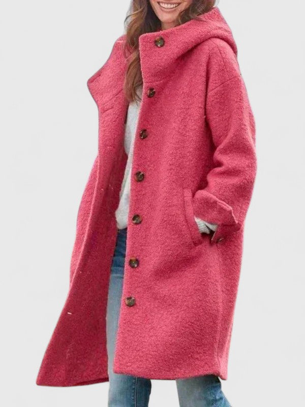 Women's Hooded Button-Front Longline Coat