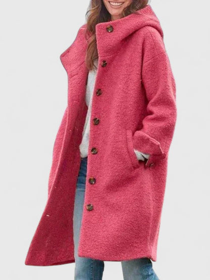Women's Hooded Button-Front Longline Coat