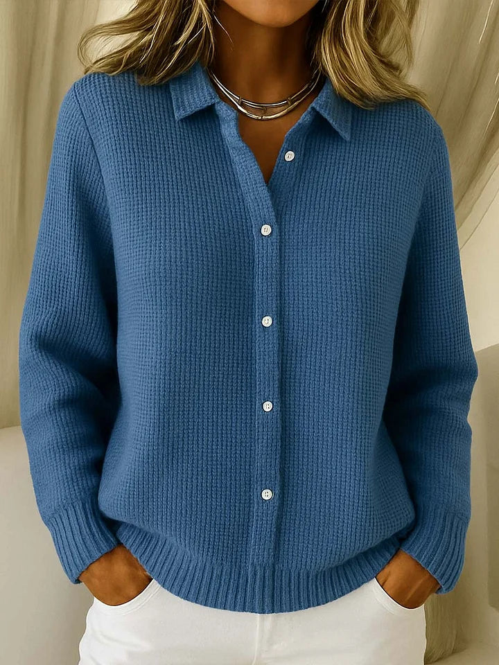 Women's Button-Front Cardigan with Contrast Cuffs