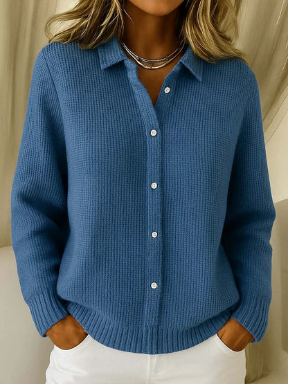 Women's Button-Front Cardigan with Contrast Cuffs